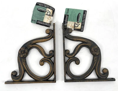 Nuevo JUEGO DE 2 estantes de hierro fundido 7" French Scroll PULSERA/SOPORTE #156588 desgastados Foto 1 de 4