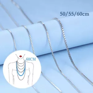 Collar de caja cadena plata esterlina 925 0,8/1/1,2 mm, 16""~24"" A2911 - Imagen 1 de 10