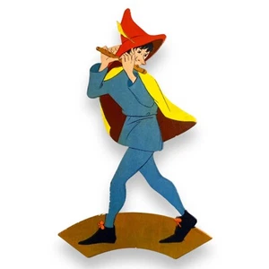 Vintage Märchen-PAPPE-Bild: Rattenfänger von Hameln 23cm Deko Figur Deutsch Alt - Bild 1 von 3