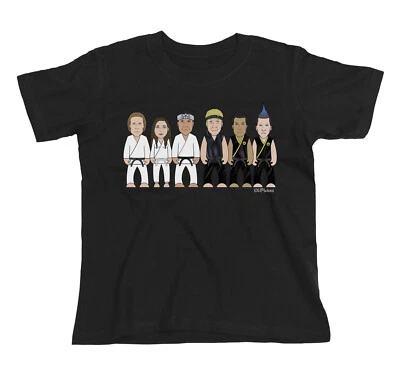 Kids Quality Cotton VIPwees T-Shirt Cobra Kai Inspired Caricature Boys Girls - Image 1 of 4