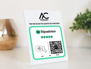 Individuelles TripAdvisor Bewertungsschild QR-Code & NFC-Tipp | Personalisierte Plakette für Hotel - Bild 1 von 10