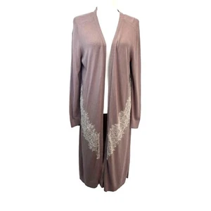 Soma Lace Long Cardigan Duster Damen Gr. Large Mauve und Spitze Abend Freizeit L - Bild 1 von 7