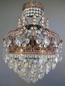 Vintage French Cage style Chandelier, Ceiling Lamp | 1940's - Picture 1 of 8