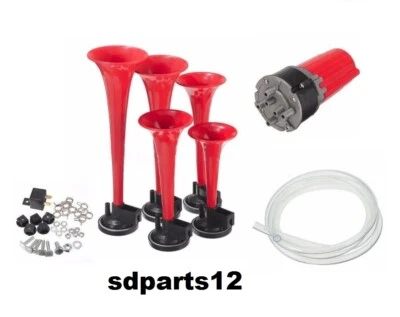 Klaxon 5 Trompes Général-Lee Ducs de Hazzard Dixie Horn + Compresseur 12V 115dB - Photo 1/4