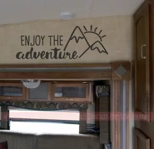 Camper Vinyl Art Stickers Enjoy The Adventure Sunrise Motorhome Decal Stickers - Picture 1 of 7