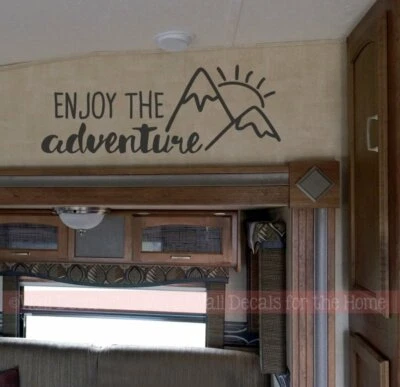 Camper Vinyl Art Stickers Enjoy The Adventure Sunrise Motorhome Decal Stickers - Image 1 of 4