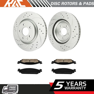 Rotores de freno delanteros perforados y pastillas de cerámica para Ford Explorer 2011 2012-2014 Foto 1 de 4