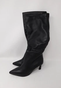 Steve Madden Women’s Leather Boots Lavan Knee High Pointed Heel Black Size 6.5M - Picture 1 of 13