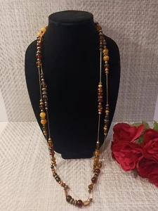Coldwater Creek Women's Two Strand Long Necklace Yellow/Brown Hues - Picture 1 of 6