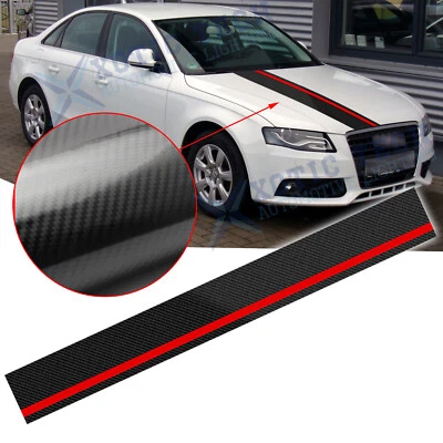 Calcomanía tira capó delantero coche fibra carbono 5D para Audi A4 A3 A5 A6 TT Rally Racing Foto 1 de 4