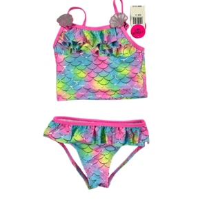 NWT Betsey Johnson Kid/Child 2 Piece Swimsuit Pastel Color Ruffles A Size 4 - Picture 1 of 8