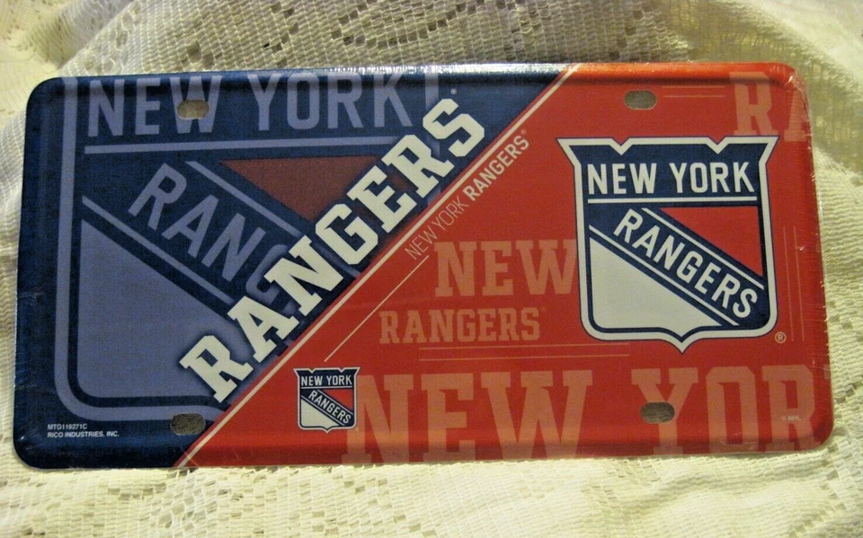 NEW YORK RANGERS HOCKEY AZUL/ROJO METAL MATRÍCULA 6" X 12" NUEVO Foto 1 de 1