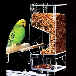 Mangiatoia automatica per pappagalli regolabile gabbia trasparente accessori - Foto 1 di 14