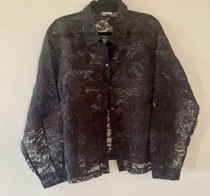 Chico's Women's Sz 3 Chocolate Brown Sheer Casual Shirt Blouse - Picture 1 of 3