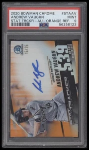 Bowman Chrome Andrew Vaughn Stat Tracker 2020 autógrafos naranja ref PSA 9 #/25 - Imagen 1 de 2