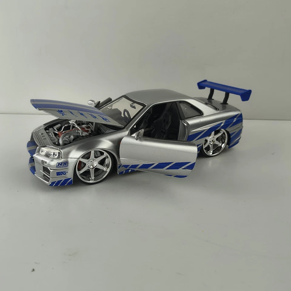 1:24 Scale JADA Fast & Furious 2002 Nissan Skyline GTR R34 Diecast Car No Box - Image 1 of 4