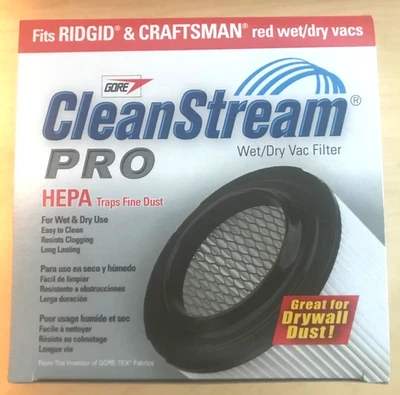 Cleanstream Pro Gore Wet/Dry HEPA Vacuum Cartridge Filter fits Ridgid, Craftsman - Image 1 of 4