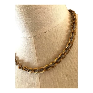 Collar de cadena vintage años 50 tono oro y plata - Imagen 1 de 4
