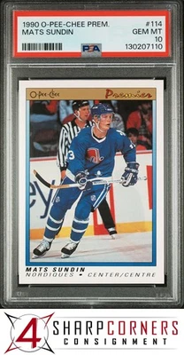 O-PEE-CHEE PREMIER #114 1990 alfombrillas Sundin RC Nordiques Hof PSA 10 Foto 1 de 2