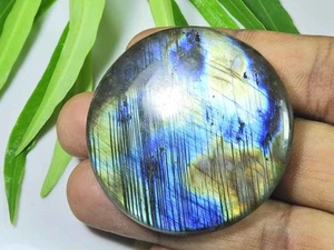 47X47MM Multi Fire Labradorite Round Cabochon Loose Natural Gemstone 160Cts. - Picture 1 of 9