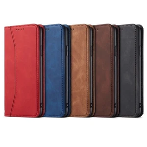 ECHT LEDER HANDYHÜLLE MAGNET ETUI CASE SCHUTZ HÜLLE WALLET BOOK FLIP HANDYTASCHE - Bild 1 von 13