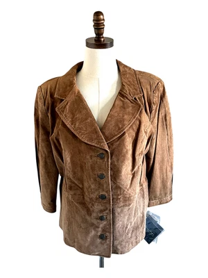 NUEVO CON ETIQUETAS Terry Lewis Clásico Lujos Para Mujer Talla L Gamuza Cuero Chaqueta Abrigo Hippie Foto 1 de 4