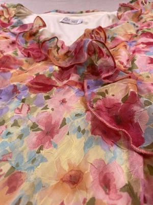 Mujer Midi Mangas Acampanadas Pastel Talla 14 Volantes Florales Caprichoso Hada Boho CDC Foto 1 de 4