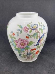 Aynsley Pembroke Flower Vase Bone China Floral Bird Design 6.25" 16cm Vintage - Picture 1 of 12