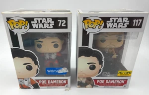 2 Funko Pop Star Wars Poe Dameron (No Helmet) Walmart Exclusive #72 & #117 Topic - Picture 1 of 3