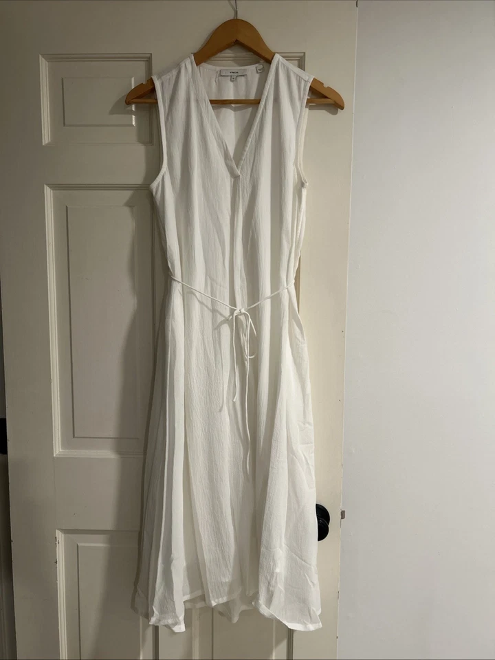 Vince V-Neck Dress with a Tied Waist in White Size XS - image 1 of 4