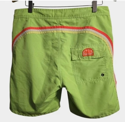 Pantalones Cortos Sundek Bañador Para Hombre 32 Verde Neón Malla Forrada Cordón Arco Iris Playa Foto 1 de 4