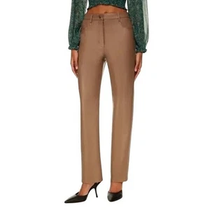 Aritzia Wilfred The Meline Brown Faux Leather High Waisted Pants Womens Size 6 - Picture 1 of 6