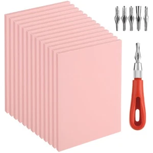14PCS Rubber Stamp Carving Kit with 4x6” Linoleum Block Carving Tools for Pri... - Picture 1 of 7