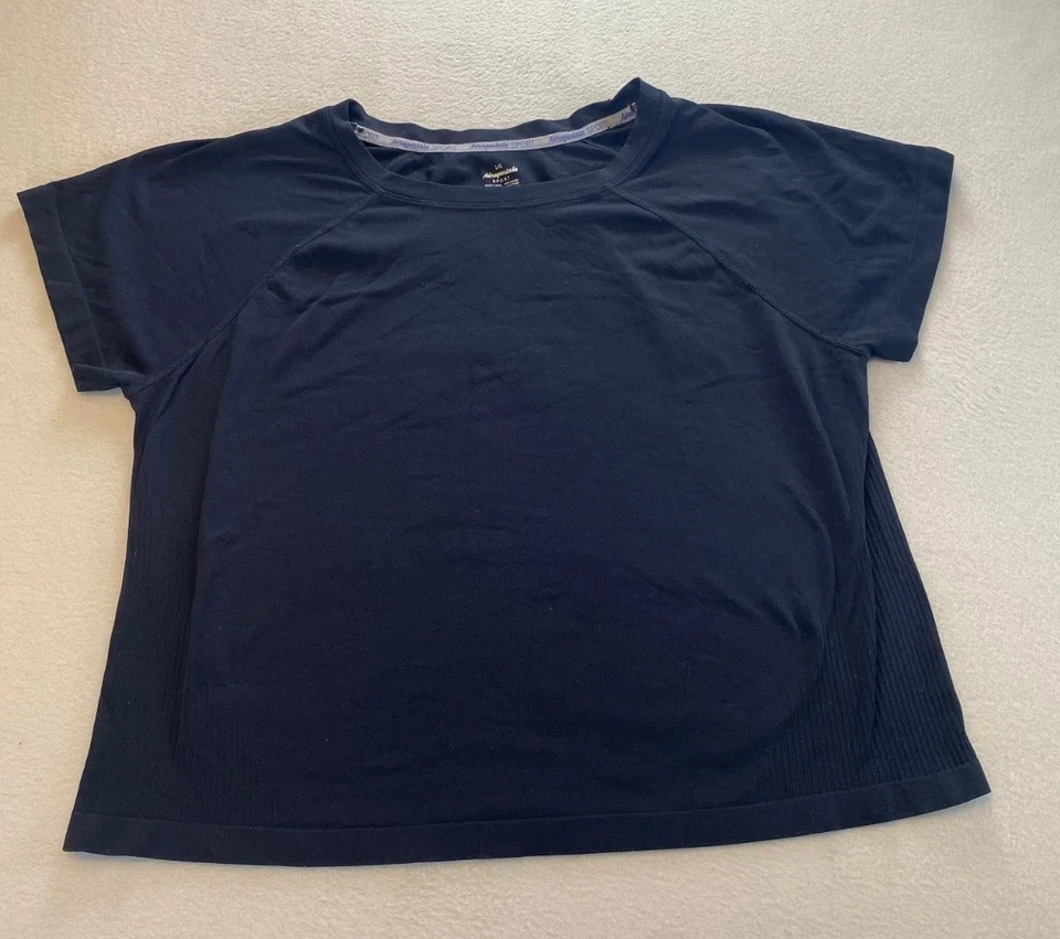 Camiseta deportiva Aeropostale atlética para mujer grande negra elástica malla raglán Foto 1 de 4