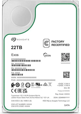 Seagate EXOS X22 22TB 3.5 Zoll NAS Server HDD 24/7 SATA 6G 7200rpm ST22000NM000C - Bild 1 von 4
