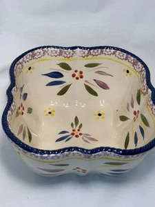 Temptations Old World Confetti Blue Floral Lace Bowl 1.5 Quart Square - Picture 1 of 14