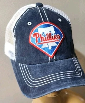 Philadelphia Phillies Hat Distressed Navy & White Mesh Hat PHILLIES Bell Hat - Image 1 of 4