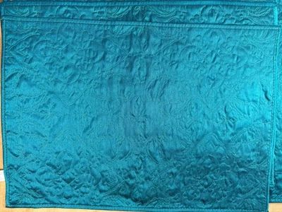 Set of 6 Pier 1 Imports Green Teal Cotton Blend Placemats 13x19" Damask New - Image 1 of 4
