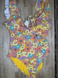 Jessica Simpson Floral Rendevous Ruffled-neck Swimsuit L NWOT - Picture 1 of 6
