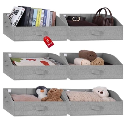 Paquete de 6 contenedores de almacenamiento trapezoidales, cestas de almacenamiento plegables para ropa, monedero, B... Foto 1 de 4