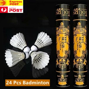 24Pcs Badminton Shuttlecocks Durable Gooes Feather Ball Sport Training Badminton - Picture 1 of 8