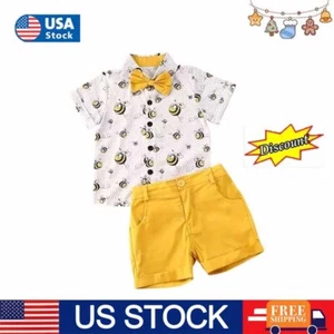 2pcs Toddler Infants Baby Boys Casual Short Sleeve T-shirt & Shorts Set Clothes - Picture 1 of 8