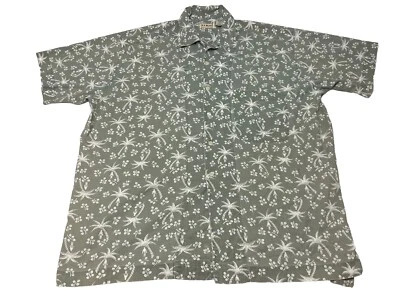 L.L. Bean Mens XL Tall Green Shirt Hawaiian Tiki Tribal Geometric Print Vintage - Image 1 of 4