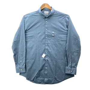 Calvin Kline Supima Slim Tall Shirt Men's 2XL Blue Stretch Button Up Long Sleeve - Picture 1 of 12