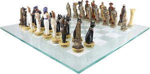Historical Themed Chess Set Egyptian Ptolemaic Pharaoh Army VS Augustus Caesar R - Picture 1 of 9