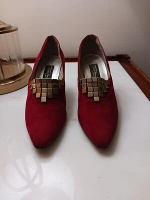 Очень изящный! Женские красные замшевые туфли-лодочки Sesto Meucci of Florence 7 M - Изображение 1 из 4