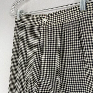 ISSEY MIYAKE Pants Women 10 Wool Gingham Check Wide Trouser High Waist Black Vtg - Picture 1 of 13