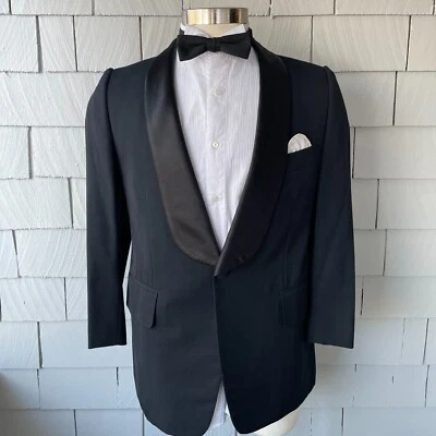 Vintage London Royal Black Single Breast Shawl Collar Mens Tux Jacket Size 40 - Image 1 of 4