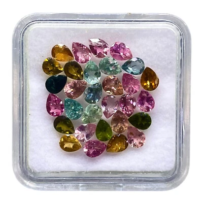 4.98 Cts Natural Multi Color Tourmaline Lot 30 Pcs 4x3 mm Pear Faceted Gemstones - Image 1 of 4
