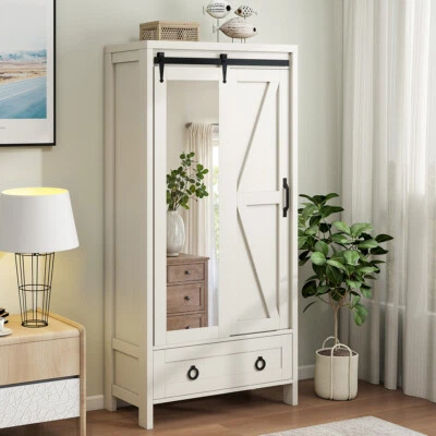 67'' Tall Storage Cabinet with Full Length Mirror Bathroom Cabinet with Drawer - Image 1 of 4